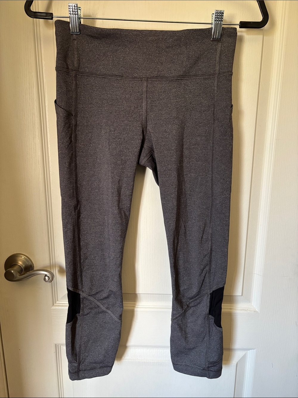 Lululemon Pace Rival Crop Leggings Gray Black Size 6